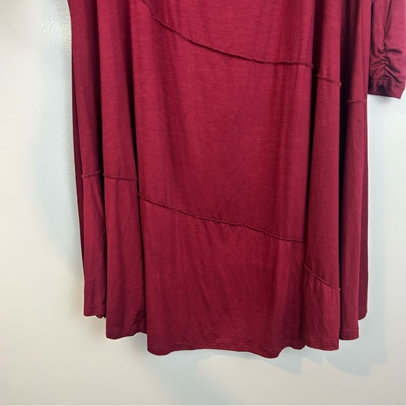 NWT 24seven 24/7 Dark Red Ruched Long Sleeve Swing Tunic Top Size 3X - Picture 9 of 10